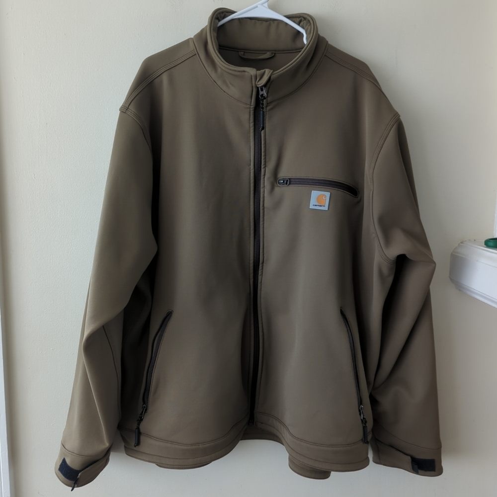 Carhartt Men's Brown Performance Jacket 2XL Soft Shell Lined Small Spot See Pict